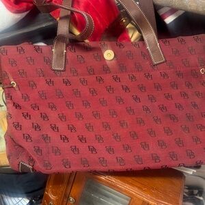 Dooney & Bourke Red and Brown Monogram Tote